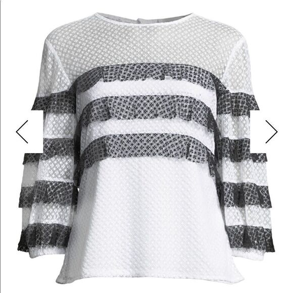 NWOT MILLY Gabriella Mesh Tiered Stripe Top Medium - Picture 3 of 8